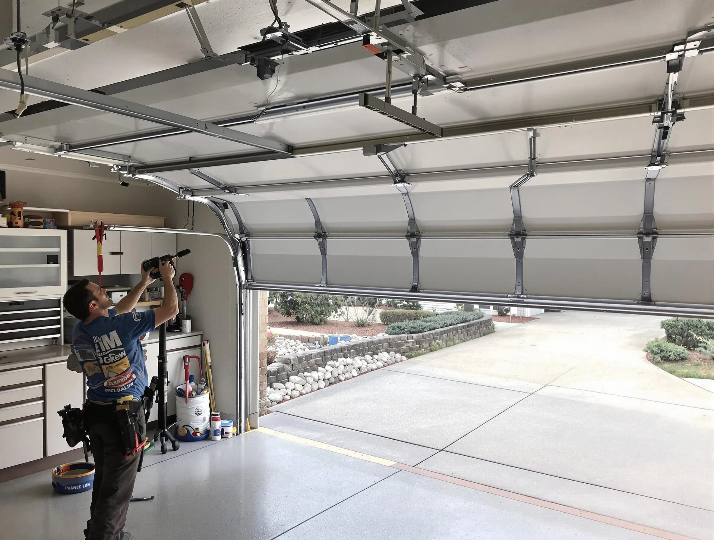 Garage door track repair service by North Valley Garage Door Repair in North Valley