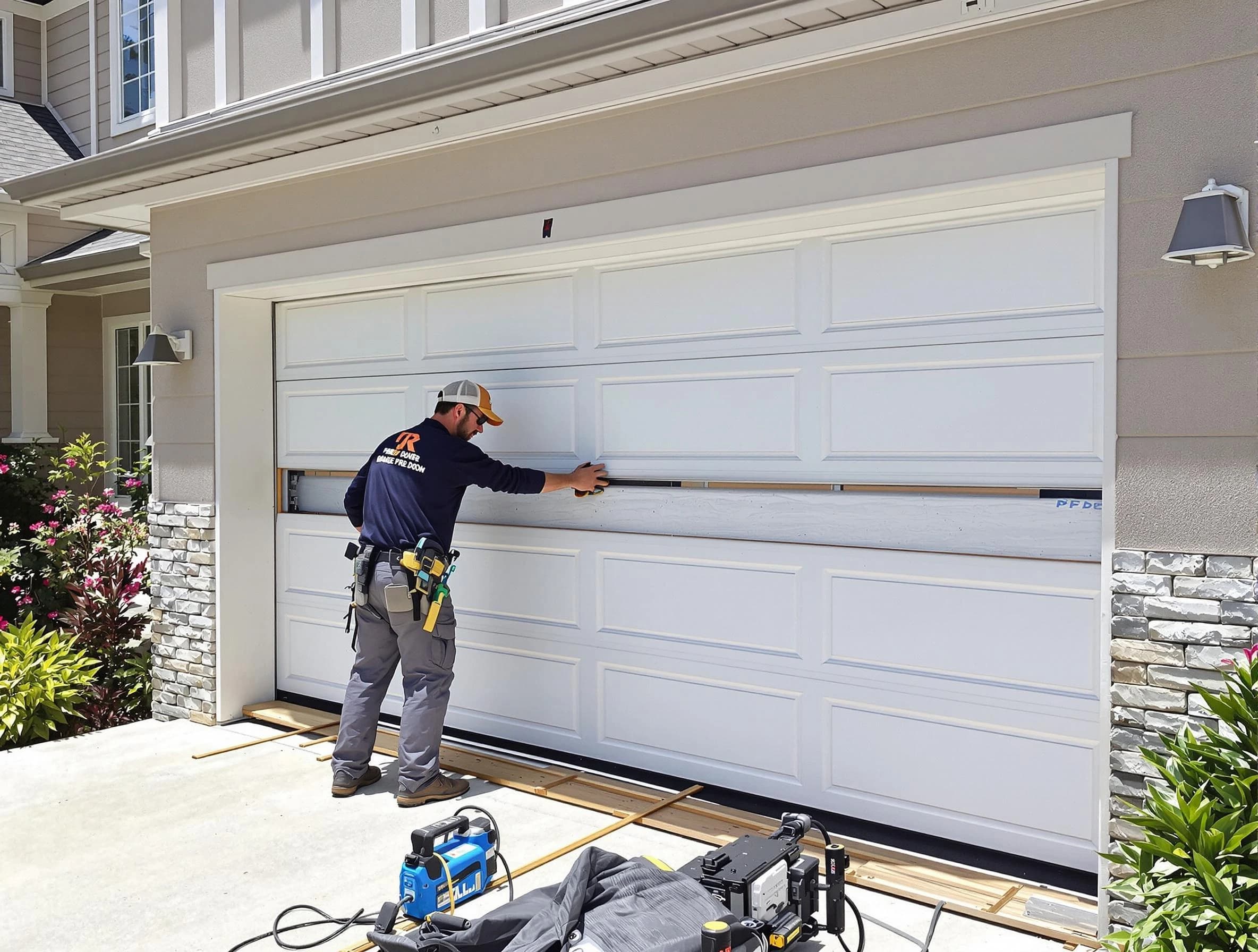North Valley Garage Door Repair team performing complete garage door replacement at North Valley residence