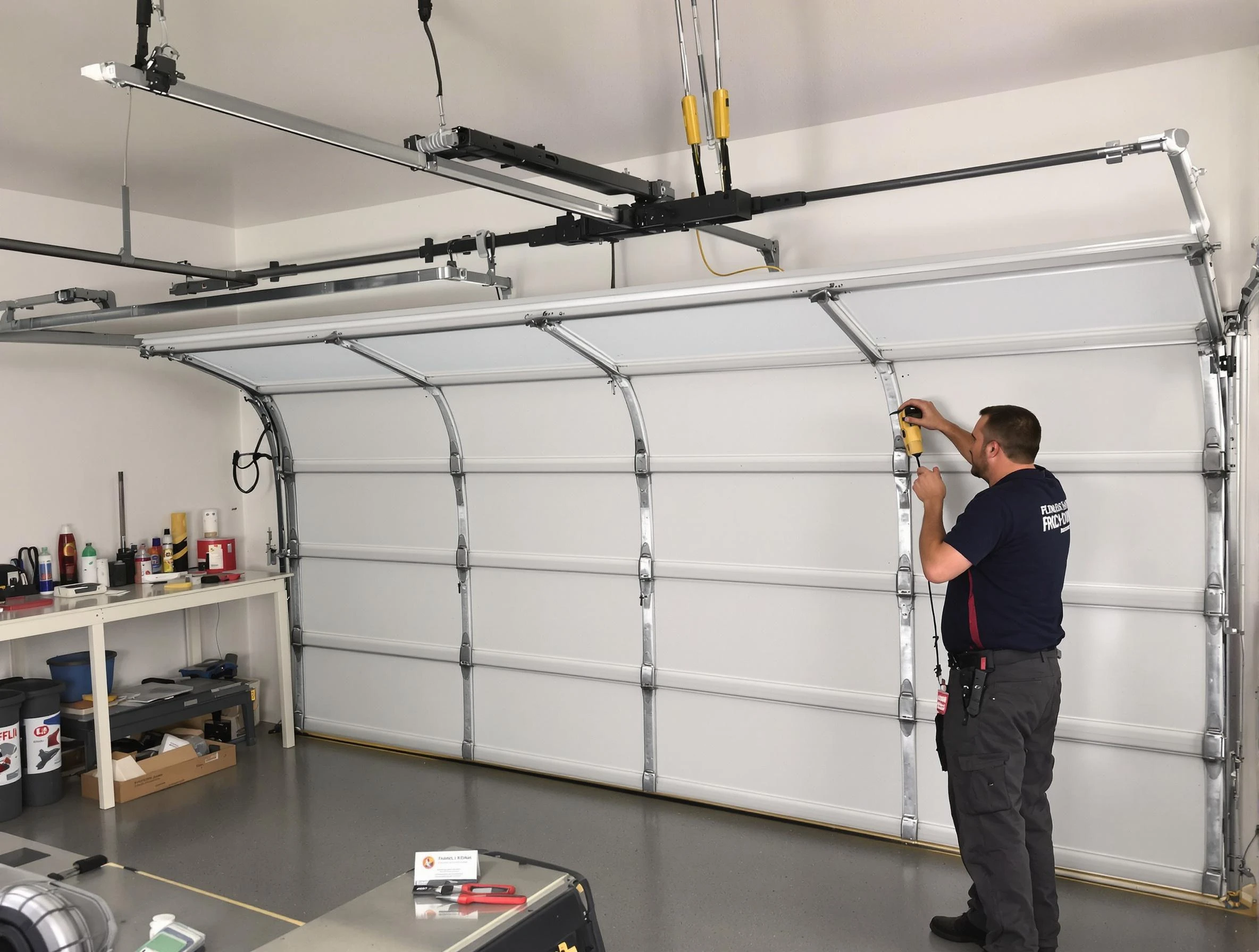 North Valley Garage Door Repair certified technician performing overhead door system repair in North Valley