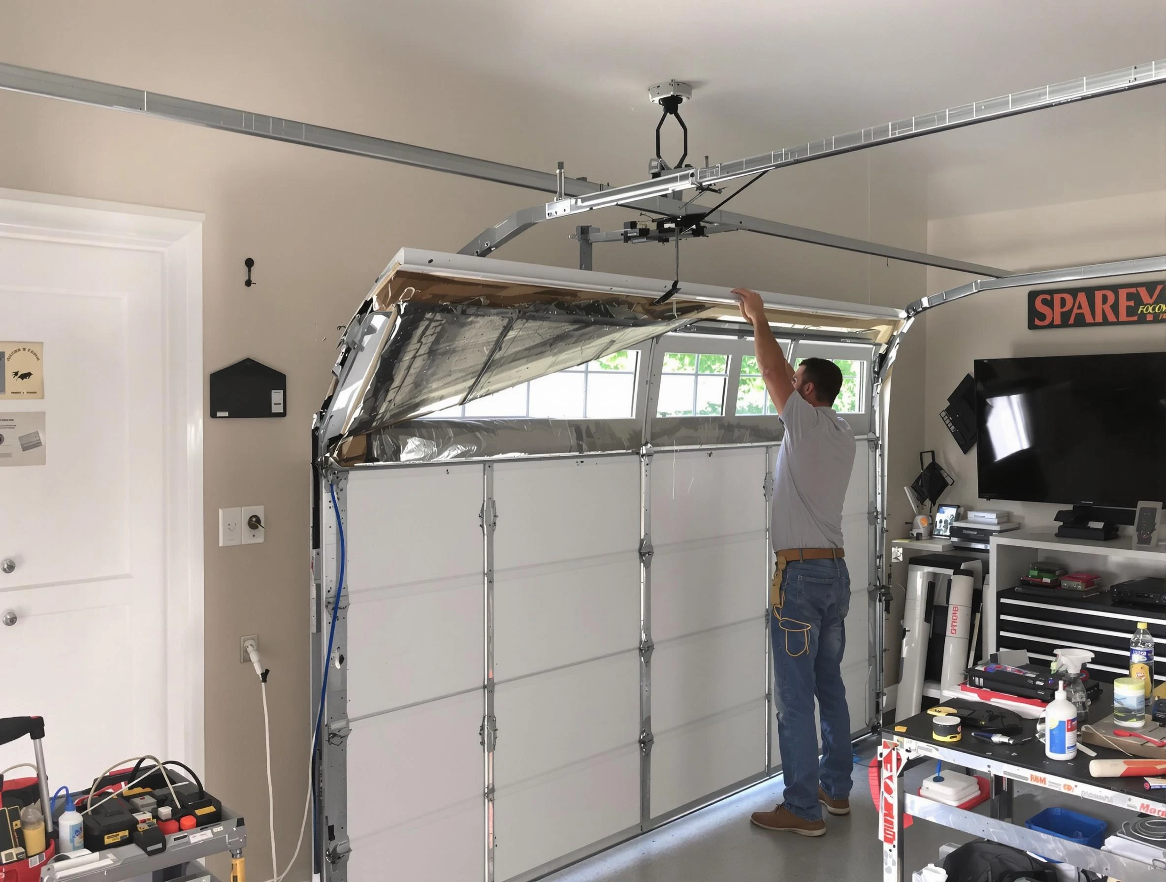Garage door section replacement by North Valley Garage Door Repair in North Valley