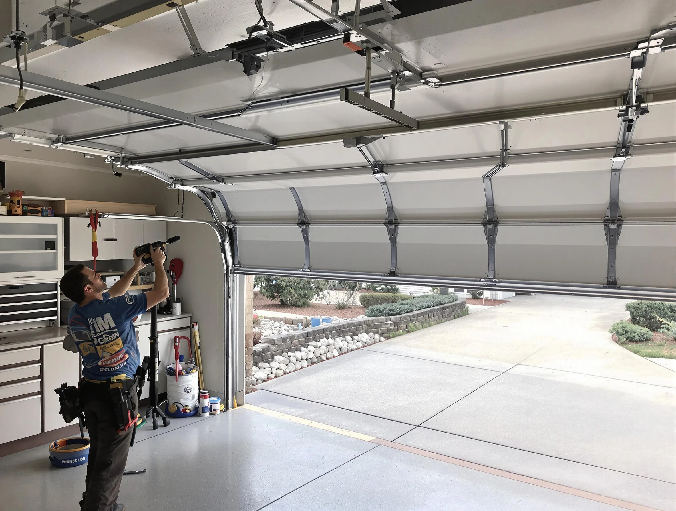 Garage door track repair service by North Valley Garage Door Repair in North Valley